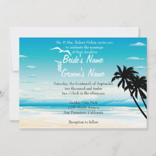 Convite para Casamento Floral de Praia Tropical