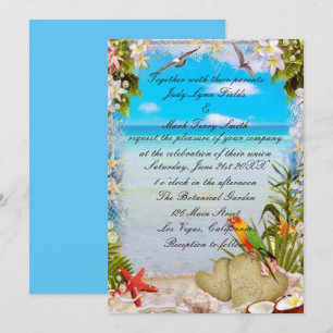 Convite para Casamento Floral de Praia Tropical