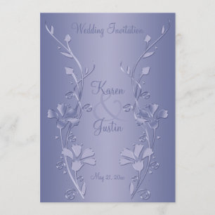 Convite para Casamento Floral de Prata e Violeta