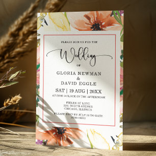 Convite para Casamento Floral de primavera Orange