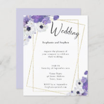 Convite para Casamento Floral de Púrpura Geométric