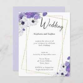 Convite para Casamento Floral de Púrpura Geométric