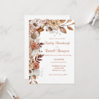 Convite para Casamento Floral de Queda