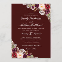 Convite para Casamento Floral de rendas Elegante B