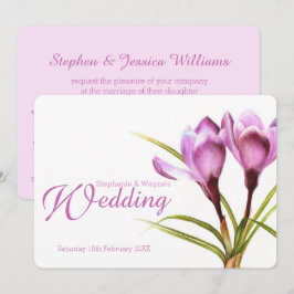 Convite para casamento floral de roxo de Crocus