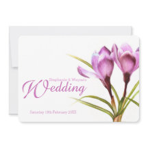 Convite para casamento floral de roxo de Crocus