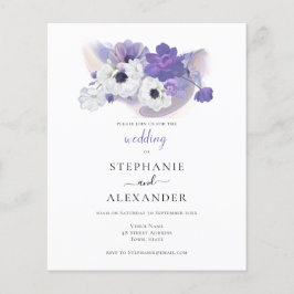 Convite para Casamento Floral de Roxo de Orçamento