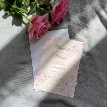 Convite para Casamento Floral de Toile Rosa