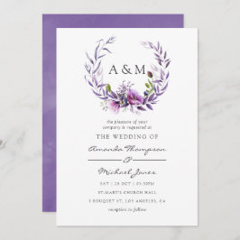 Convite Para Casamento Floral De Violet Poppy