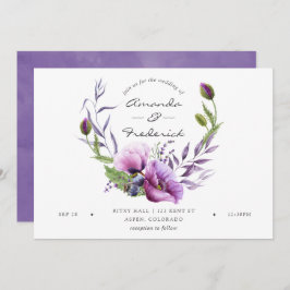 Convite Para Casamento Floral De Violet Poppy