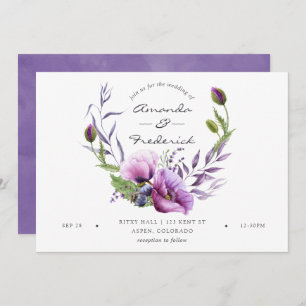 Convite Para Casamento Floral De Violet Poppy
