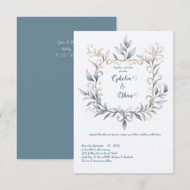 Convite para casamento Floral de Watercolor (Frente/Verso)