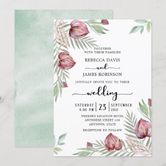 Convite Para Casamento Floral De Watercolor Anthur