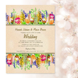 Convite para Casamento Floral de Watercolor com RS
