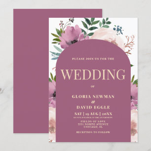 Convite para Casamento Floral do Arch Plum Moderno