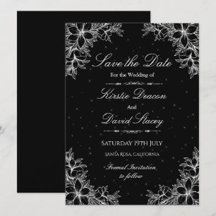 Convite para Casamento Floral do Ornamentado Branc