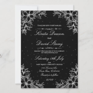 Convite para Casamento Floral do Ornamentado Branc