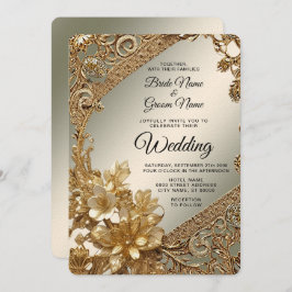 Convite para Casamento Floral do Ornamentado Doura