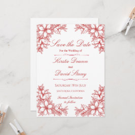 Convite para Casamento Floral do Ornamentado Verme
