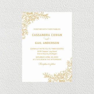 Convite para Casamento Floral do Ouro Branco