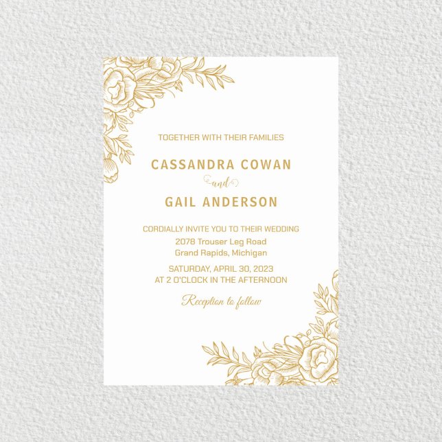 Convite para Casamento Floral do Ouro Branco (Criador carregado)