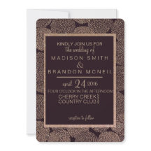 Convite Para Casamento Floral Dourado De Plum E Ro