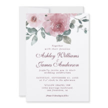 Convite para Casamento Floral Dusty Rosa Burgundy