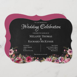 Convite para Casamento Floral e Chalkboard Rosa