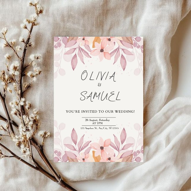 convite para casamento floral e simples (floral & simple Invitation wedding)