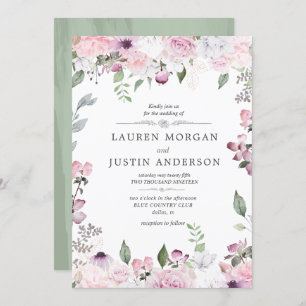 Convite para casamento floral elegante do rosa Gar