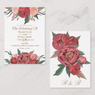 Convite para Casamento Floral Elegante Russo Verme