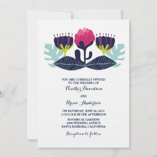 Convite para Casamento Floral Funky