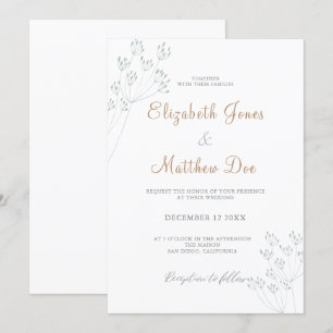 Convite para Casamento Floral Greenery