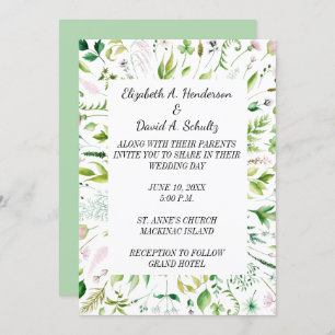 Convite para Casamento Floral Greenery