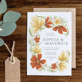 Convite para Casamento Floral Laranja e Marigold
