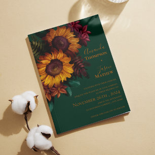Convite para Casamento Floral Laranja Verde Queima