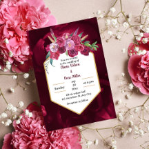 convite para casamento floral magenta rosa elegant