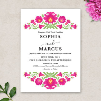 Convite para Casamento Floral Mexicano