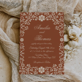 Convite para Casamento Floral Mexicano Talavera