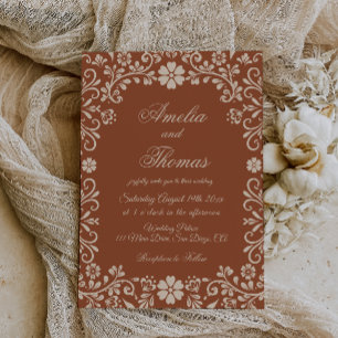 Convite para Casamento Floral Mexicano Talavera