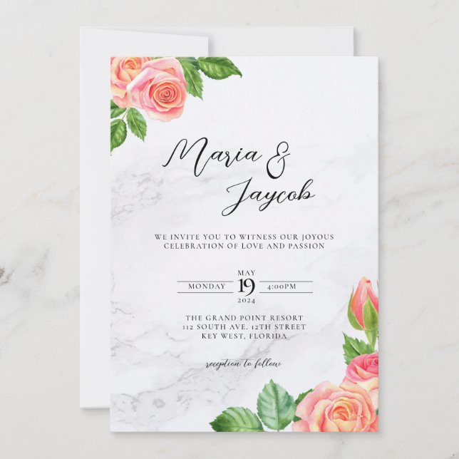 Convite para Casamento Floral Mínimo (Frente)