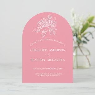 Convite para Casamento Floral Mínimo de Rosa Român
