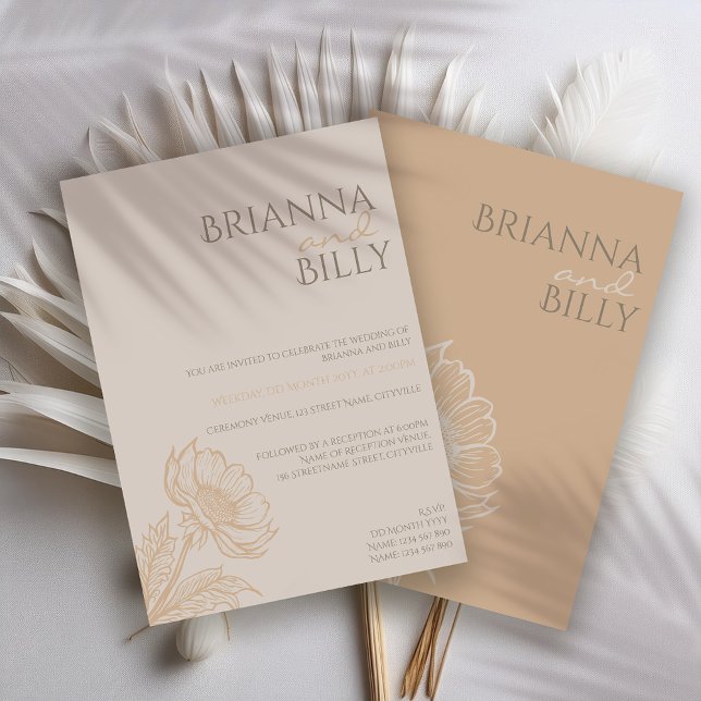 Convite para Casamento Floral Mínimo Terrestre (Criador carregado)