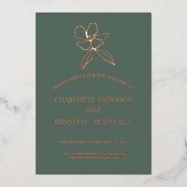 Convite para Casamento Floral Mínimo Verde Florest