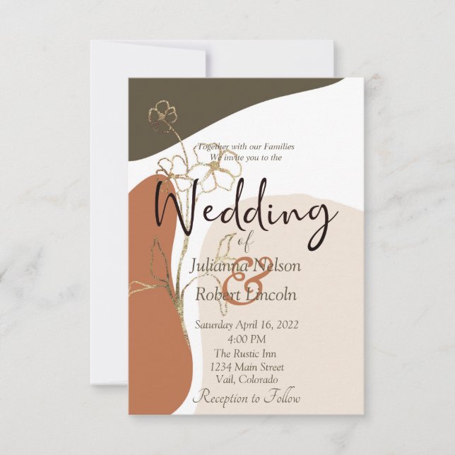 Convite para casamento floral moderno (Frente)