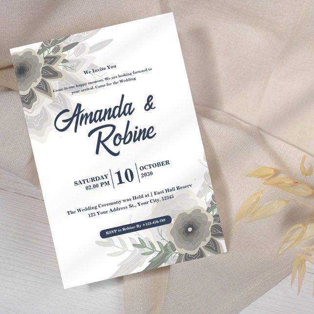 Convite para Casamento Floral Moderno (Criador carregado)