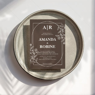 Convite para Casamento Floral Moderno Brown