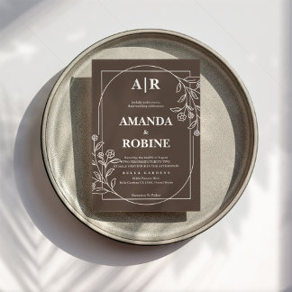 Convite para Casamento Floral Moderno Brown