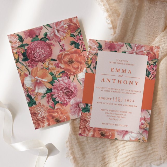 Convite Para Casamento Floral Moderno Do Sunset It (Criador carregado)