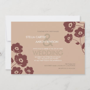Convite para Casamento Floral Moderno - Marsala